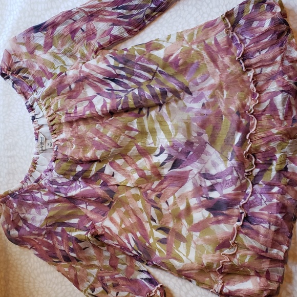 Lucky Plum Fern Print Blouse Size M - Picture 3 of 13